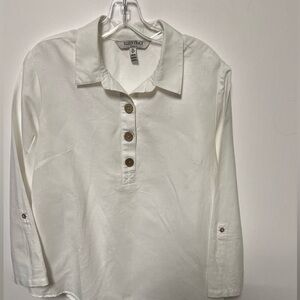 ELLEN TRACY VERY LIGHT CREAM COLOR SIZE LARGE LINEN OVERSIZED SHIRT